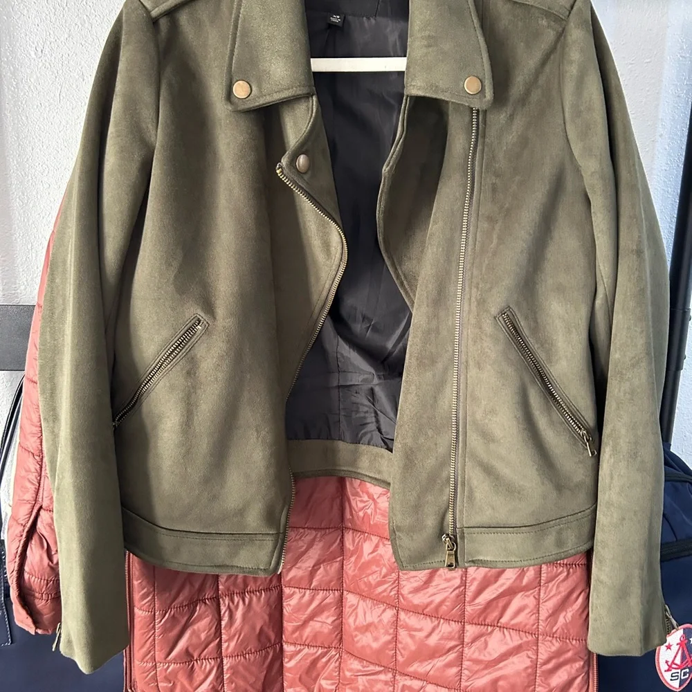 Dark Green Vegan Suede Jacket XS - Picture 7 of 15